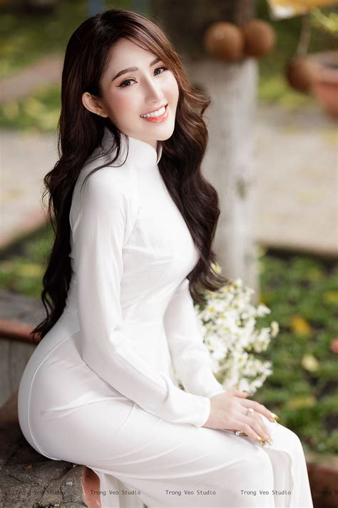 Ao Dai Long White Dress Long Dress Cheongsam Beautiful Asian Women