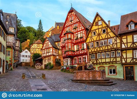 Cidade Velha Medieval De Miltenberg Baviera Alemanha Foto De Stock