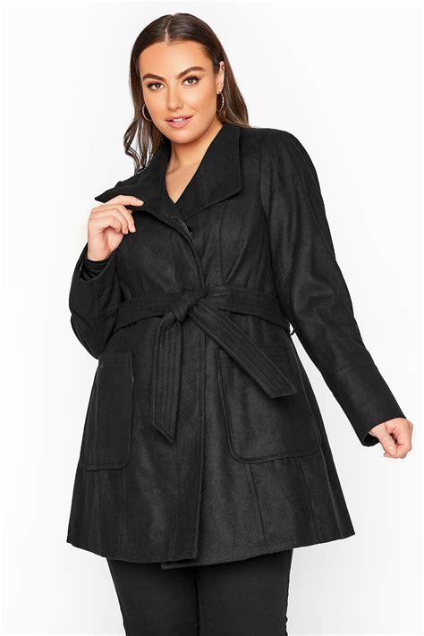 Black Belted Coat Yours Clothing