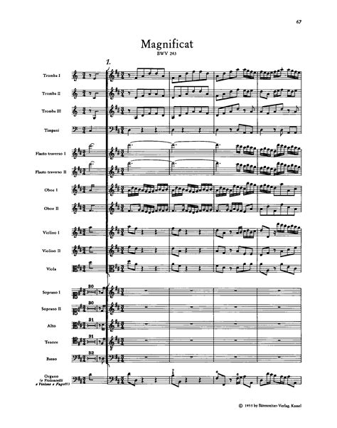 Bach Johann Sebastian Magnificat In D Major Bwv 243 Sheet Music For
