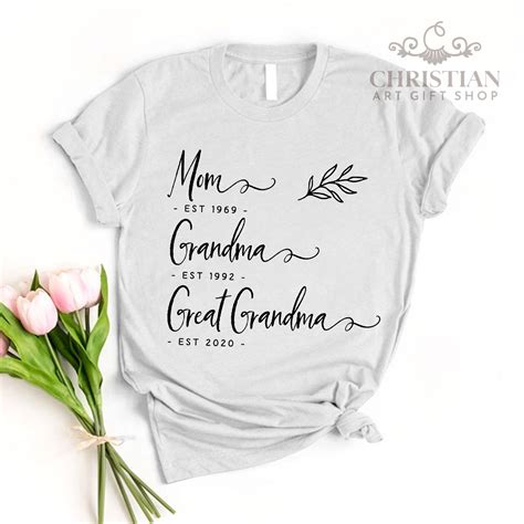 Mom Est Grandma Est Great Grandma Est Shirt Grandma T Etsy
