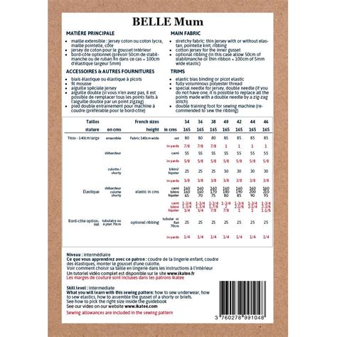 Belle Mum Underwear Set 34 46 Pdf Sewing Pattern Ikatee Sewing Patterns