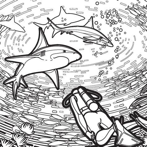Sharks And Diver Coloring Page Free Printable Coloring Pages For Kids