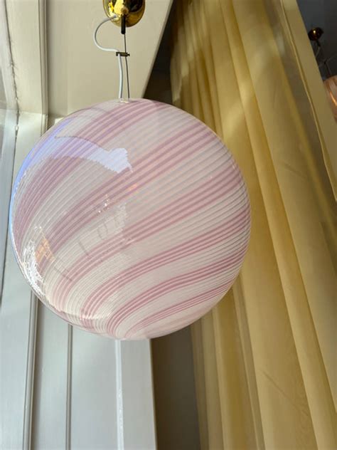 Vintage Murano Pink Swirl Ceiling Lamp D40 Millefiori Interior