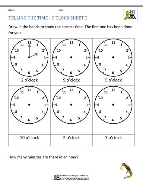 Telling Time Worksheets Oclock And Half Past