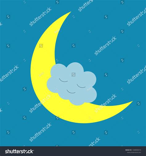 Moon Sleeping Cloud Vector Illustration Stock Vector Royalty Free