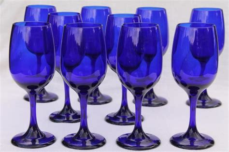 Libbey Premiere Cobalt Blue Glass White Wine Glasses Or Water Goblets