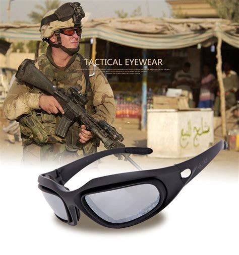 c5 x7 육군 고글 군사 선글라스 4 렌즈 게임 전술 안경 야외 스포츠 태양 안경 편광 된 고글 안경 glasses outdoor glasses