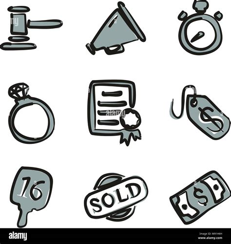 Auction Icons Freehand 2 Color Stock Vector Image And Art Alamy