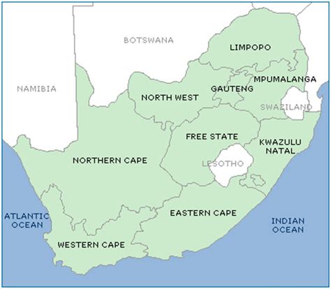 Map Of South Africa With Provinces And Neighboring Countries