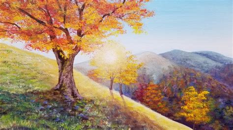 Autumn Trees Landscape Acrylic Painting Live Tutorial Youtube