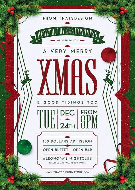 Christmas Poster Christmas Eve Free Psd Poster Open Buffet