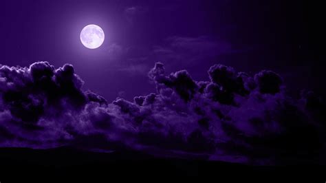 Moon In Dark Purple Black Cloudy Sky Background Hd Dark Purple