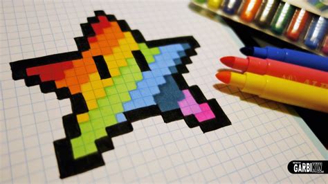 Des nombreux exemples à imprimer gratuitement avec plusieurs niveaux de difficulté : Handmade Pixel Art - How To Draw a Kawaii Rainbow Star #pixelart - YouTube