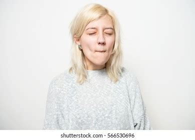 Woman Sucks Her Cheeks Stock Photo Shutterstock