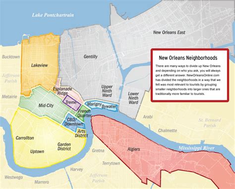 Map Of New Orleans Neighborhoods Color 2018