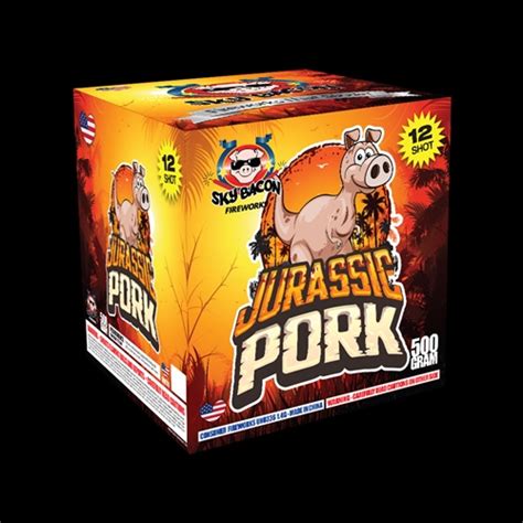 Jurassic Pork 12 Shot 500 Gram Fireworks Cake Sky Bacon