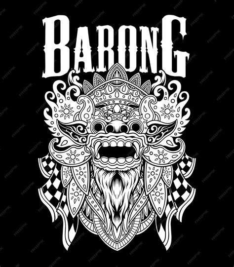 Premium Vector Illustration Of A Balinese Barong Mask With High
