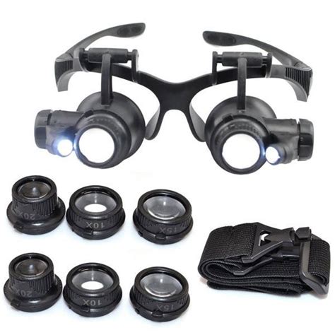 magnifying glass 10x 15x 20x 25x double led lights eye glasses lens magnifier loupe jeweler