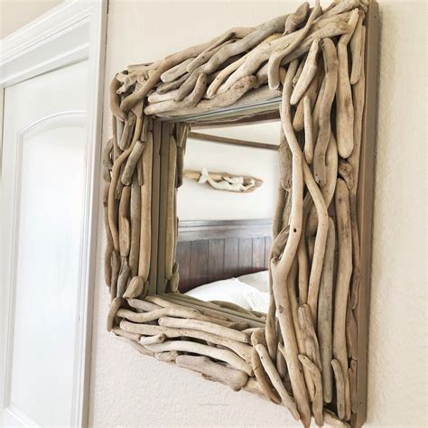 gray driftwood mirror in 2020 | Driftwood mirror, Driftwood decor, Driftwood projects