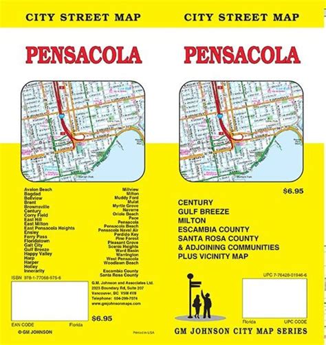 Pensacola City Street Map Gm Johnson La Compagnie Des Cartes Le