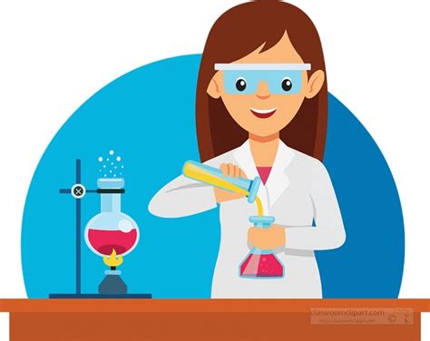 Science Clipart Girl Student In Laboratory Performing Experiment