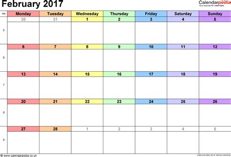 Calendar February 2017 Uk Bank Holidays Excelpdfword Templates