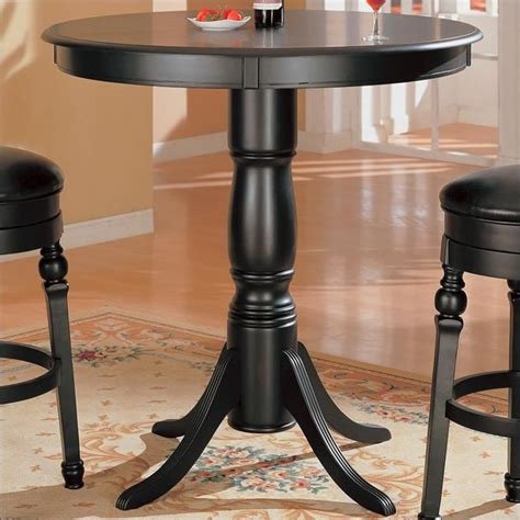 Coaster Lathrop Classic Round Pedestal Pub Table In Black Finish 100278