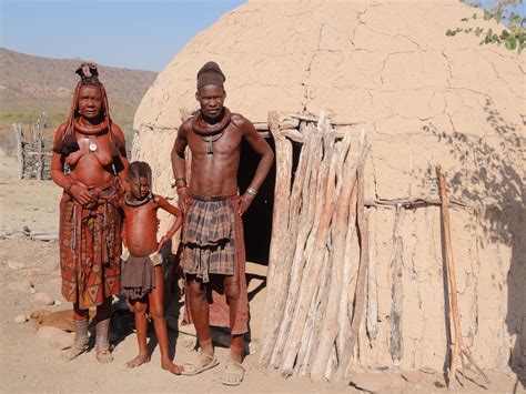 Himba Family Next To Their House Africa People Himba People African People