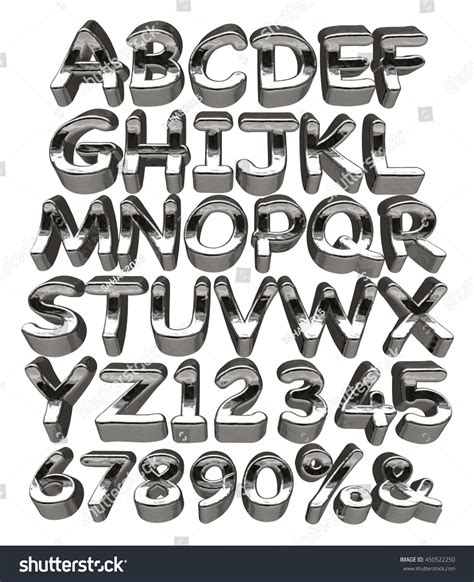 Full Uppercase Alphabets Number Sign Metallic 스톡 일러스트 450522250