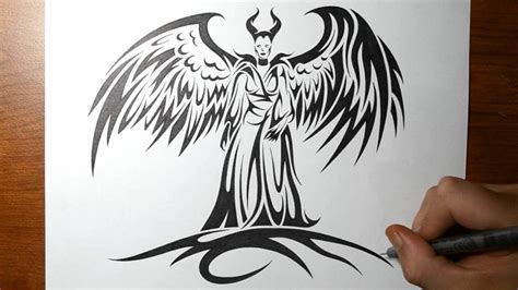 If you would like to draw your own set of wings, you will need only a pencil, pen, or marker, and a piece of paper. How to Draw Maleficent - Tribal Tattoo Design Style - YouTube