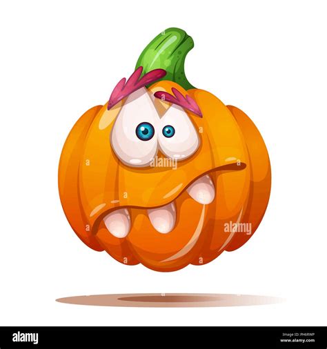 Cute Funny Crazy Pumpkin Characters Halloween Illustration Stock