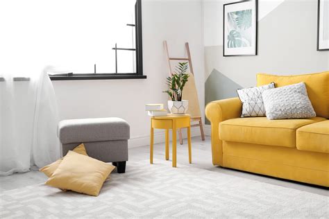 yellow sofa  living room professional decluttering  organising