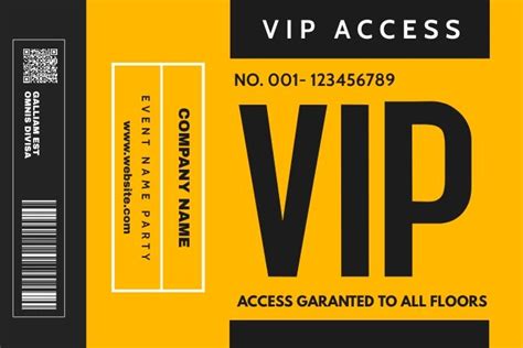 Vip Pass Access Template Design Yellow And Gr Template Design Event