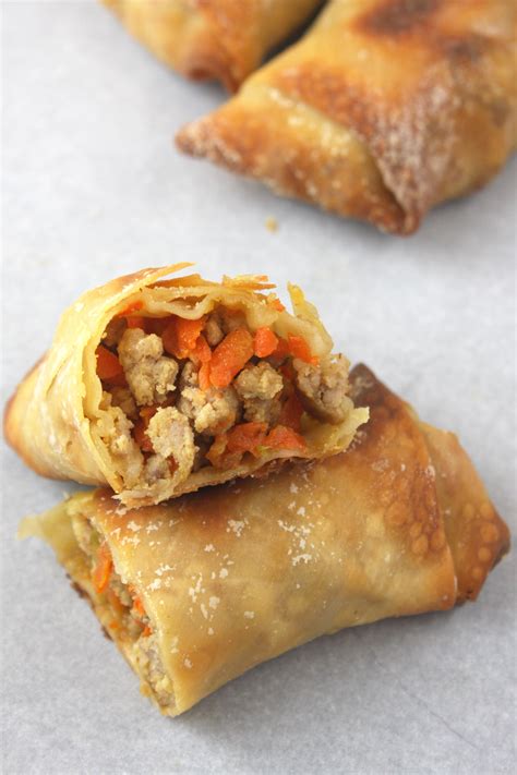 Place the egg rolls onto a baking sheet that has been lined with parchment paper and sprayed with nonstick cooking spray. Baked Egg Rolls
