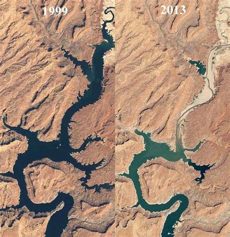 Satellite Comparisons Of Water Levels In Arizona And Utahs Lake Powell
