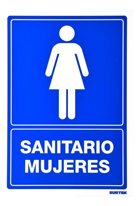 Señaletica Sanitario Baño De Mujeres Fondo Azul Mercadolibre