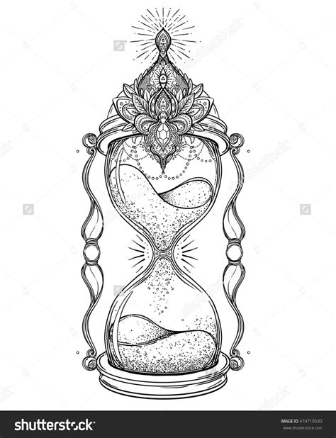 Stock Vector Decorative Antique Hourglass Illustration Isolated On