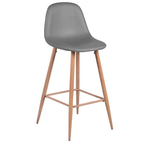 Chaise de bar scandinave grise en cuir synthétique (lot de 2