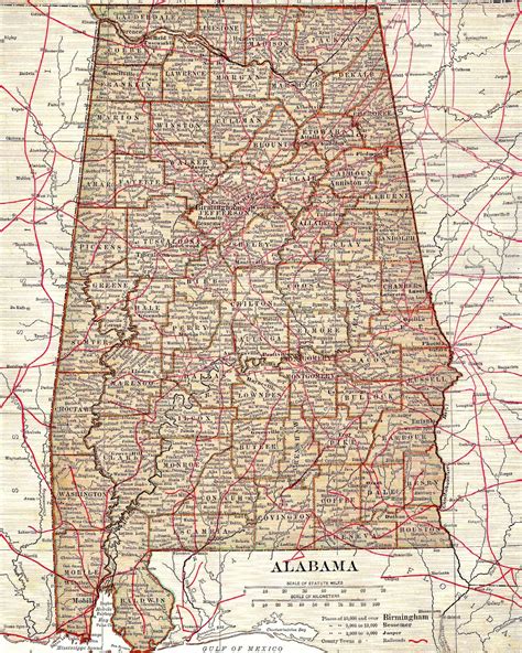 Antique Images Vintage Map Background Digital Scrapbooking Alabama