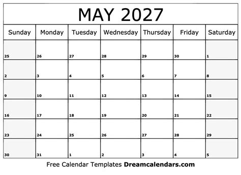 May 2027 Calendar Free Blank Printable With Holidays