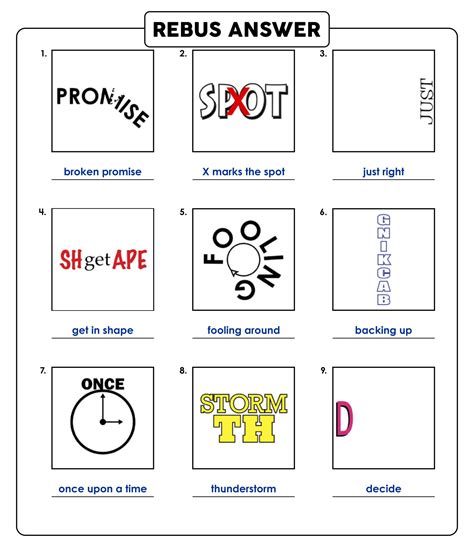 Rebus Puzzles With Answers Printable