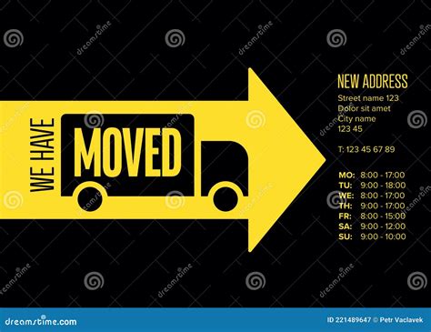 We Are Moving Minimalistic Flyer Template With Big Arrow Stock Vector