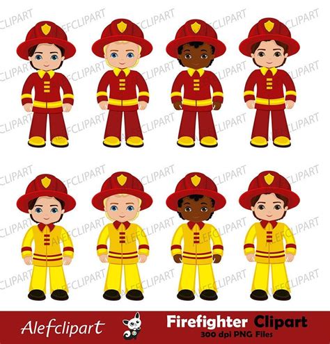 Firefighter Digital Clipart Fireman Boys Clip Art Fire Etsy In 2021
