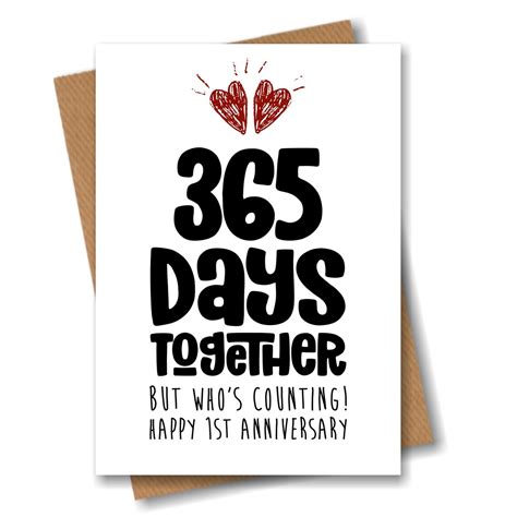 1st Anniversary Card 365 Days Together But Whos Etsy