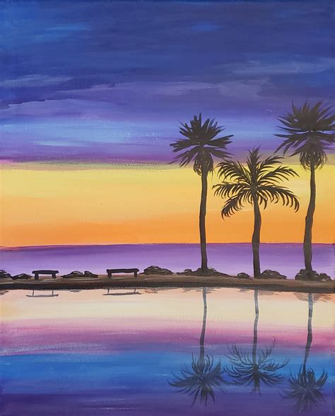 Miami Sunset Paint And Sip Painting And Vino