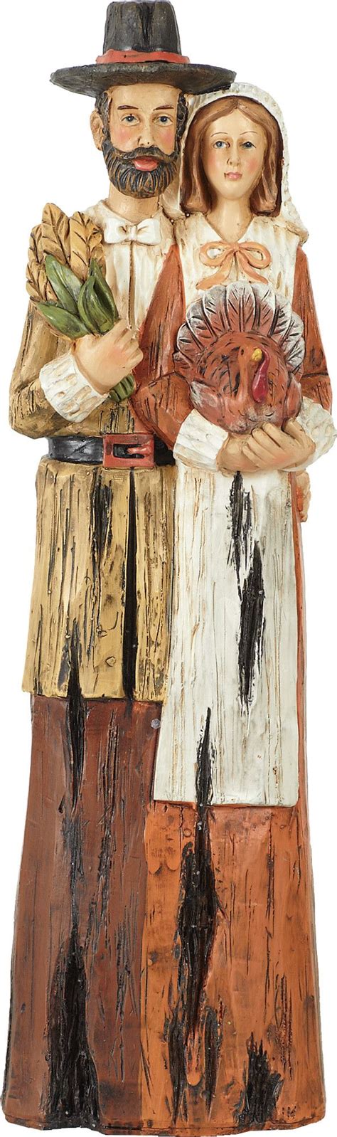 Transpac Imports Inc Harvest Look Pilgrim Couple Figurine Pilgrim