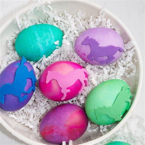 Chocolate filled candies or ornamental eggs are hidden in. Make bright and colorful eggs with an equestrian touch. | Easter eggs, Easter diy, Easter diy kids