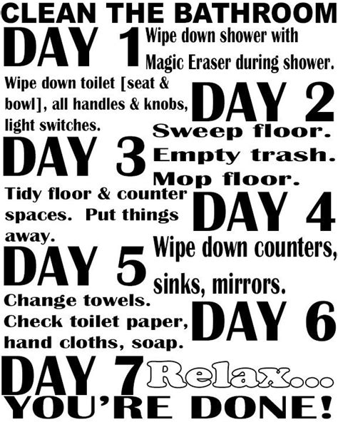 5 Best Images Of Bathroom Cleaning Schedule Printable