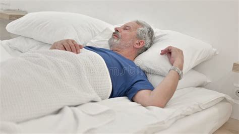 Pensive Senior Old Man Lying In Bed Stock Image Image Of Businessman